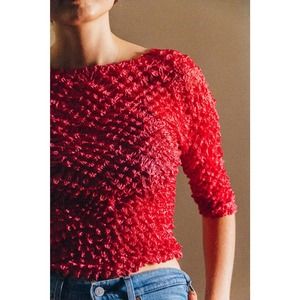 hot pink crinkle top‎